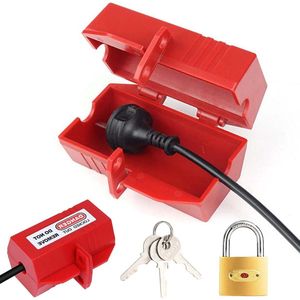 Wasmachine-stekkerslot stroomstekker beschermbox met hangslot - 119 x 66 x 66 mm - rood