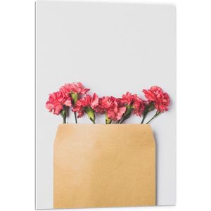 Forex - Enveloppe met Roze Bloemen - 60x90cm Foto op Forex