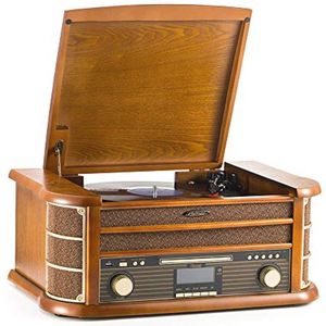Vintage 8-in-1 Draadloos Muziekcentrum met Platenspeler, Radio, en CD-speler