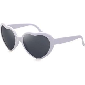 Hartjes zonnebril - Special effect bril - Space zonnebril - 3D effect- Festival zonnebril - Hartjes Zonnebril met speciale effecten - Hartjes Space Bril - Wit