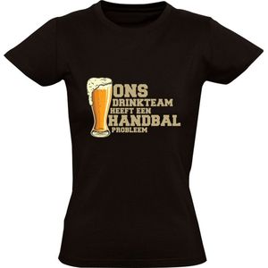 Handbal drinkteam Dames T-shirt | sport | bier | drank | zuipen | teamsport | kroeg | Zwart