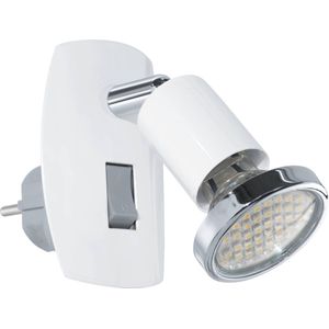 EGLO Mini 4 - Stekkerlamp - 1 Lichts - Wit/Chroom