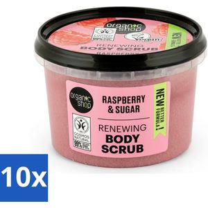 Organic Shop - Organic Raspberry & Sugar Body Scrub - Verfrissend en Peeling - 250 ml - Bulkverpakking - 10 stuks