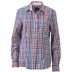 James and Nicholson Dames/dames geruit overhemd (Donker Oranje/Blauw/Wit)