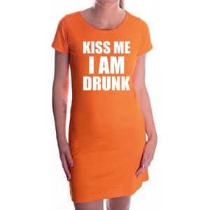 Koningsdag jurkje kiss me I am drunk oranje - dames - Kingsday dress / outfit / kleding S