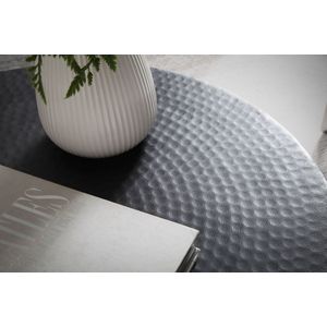 Rootz Modern Design Ronde Salontafel - Elegante Lattenlook - Gehamerd Tafelblad - Handgemaakt - Uniek - Gepoedercoat Aluminium - 65cm x 65cm x 35cm
