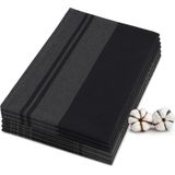 JEMIDI - Theedoeken Set van 6 - Zwart Gestreept en Zwart Geruit - 100% Katoen - 50 x 70 cm