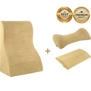 Livingful Premium Driehoekig Wigkussen + Geheugenschuim Rugsteunkussen + Lumbaal Steunkussen •Geheugenschuim Onderrug Steunkussen voor slapen• Zure Reflux •Anti-snurken Brandend Maagzuur Perfect voor tijdens het Ontspannen, Gamen, Lezen of TV Kijken