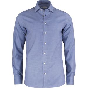 J.Harvest & Frost - HEMD - Blauw/Wit Patroon - Slim Fit - 2904802
