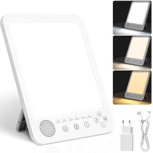 Daglichtlamp 10.000 Lux met Witte Ruis, Timer, Helderheidsniveaus en Kleurtemperaturen voor SAD