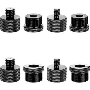 Plus - Microfoonstandaard Adapter Set - Schroefdraadadapter voor Microfoonarm - 8 Stuks met 5/8 naar 3/8, 3/8 naar 5/8, 5/8 naar 1/4 en 1/4 naar 5/8 - Accessoires voor Microfoon