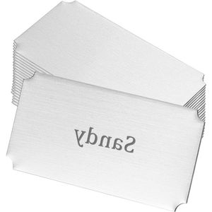 Allecto Plus - Laser gegraveerde naamplaten van roestvrij staal - 20 stuks - 50 mm - blanco - zelfklevende achterkant - personaliseerbare naamlabels