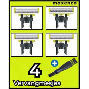 Maxenza Vervangmesjes Geschikt voor Philips OneBlade - Inclusief Reinigingsborsteltje - QP2520/QP2530/QP2620/QP2630/QP2724/QP2834 - 4 Mesjes