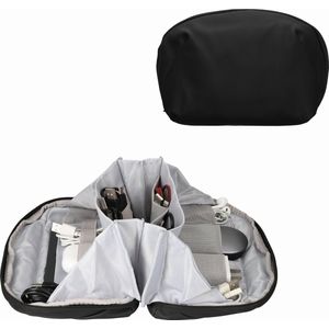 kwmobile elektronica organizer reistas - Accessoire organizer met 9 vakjes - 23 x 14 cm - Camera hoesje - Powerbank hoesje - Opbergtas in zwart