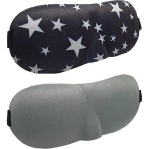 3D Slaapmaskers Grijs & Sterren - Thuis - Slaapmasker - Verduisterend - Onderweg - Vliegtuig - Festival - Slaapcomfort - oDaani