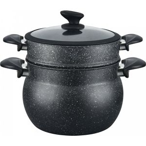Cheffinger CF-COUS8: 8L Marmer Gecoate Stoomkoker - Couscous Pot
