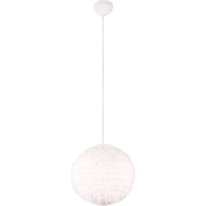 LED Hanglamp - Torna Fluffy - E27 Fitting - 1-lichts - Rond - Taupe - Synthetik Pluche
