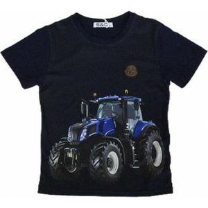 S&c Tractor / Trekker Shirt - Korte Mouw - New Holland - H214 - Zwart - Maat 86/92