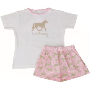 AnnaRebella Meisjes Shortama - 100% Katoen - Roze - Maat 140