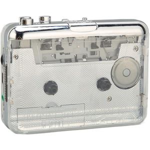 Allecto Premium - Draagbare tape recorder met helder stereo geluid, automatische terugspoelfunctie, 3.5mm koptelefoonaansluiting, vintage stijl - Transparante ABS behuizing - Geschikt voor het beluisteren van gesproken woorden