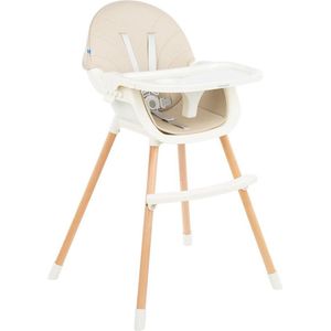Kikkaboo 2 In 1 Nutri Wood Kinderstoel Voor Thuis Beige