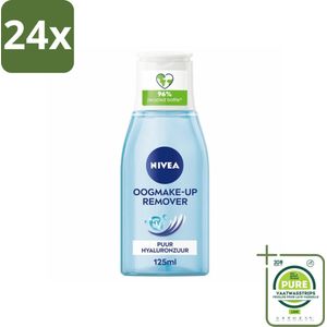 NIVEA - Oogmake-up Verwijderaar - Reinigingslotion - Puur Hyaluronzuur - 125 ml - Voordeelverpakking - 24 stuks - Oogmake-up remover - Oogreiniging