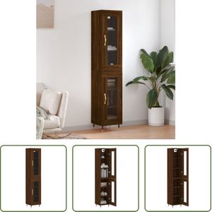 The Living Store Hoge Kast - Bruineiken - 180 cm - Met Deur - IJzeren Poten