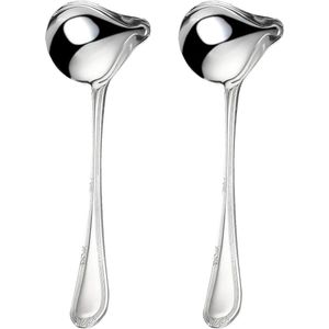 2 pieces stainless steel sauce spoons with pouring spout and soup ladle - small size for dressings, roasting, and cooking