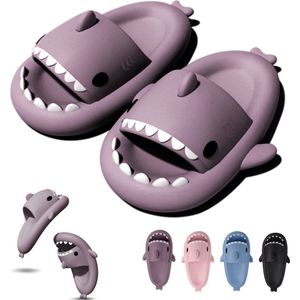 Geweo Shark Slippers - Haai Slides - Haaien Badslippers - EVA -Paars - Maat 4142