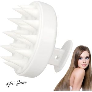 Mrs. Jones Hoofdhuidmassageapparaat - Shampooborstel zachte siliconen borstels - Scalp massage voor nat en droog haar - Hoofdmassageborstel voor haarverzorging en hoofdontspanning (wit) .