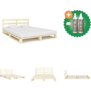 vidaXL Bedframe pallet massief grenenhout 160x200 cm - Bed - Inclusief Onderhoudsset