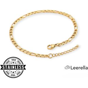 Leerella Luxe Dames Enkelband 14K goudkleurig van Roestvrij Staal - Perfect Cadeau voor Moederdag, Verjaardag en Valentijnsdag! Luxe Leerella Zakje Inbegrepen