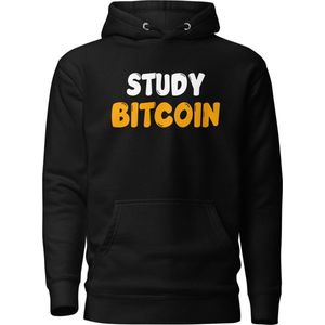 Study Bitcoin - Premium Unisex Bitcoin Hoodie - Zwart - Maat M | Bitcoin cadeau| Crypto cadeau| Bitcoin Trui| Crypto Trui| Crypto Hoodie| Bitcoin Hoodie| Bitcoin Merch| Crypto Merch| Bitcoin Kleding| Crypto Kleding