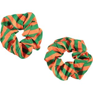 Apollo - Feest schrunchie - 2 stuks groen-oranje one size - Carnaval accessoires - Carnaval - Feestkleding