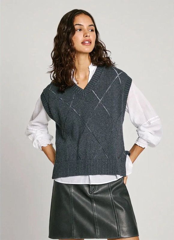 Pepe Jeans - PL702214 Vest Idris - Bruin - Katoen - Boxy Pasvorm