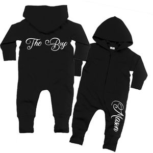 Joggingpak-Huispak-Onesie jongen-The boy-Met voornaam kind-Zwart-Maat 104/110