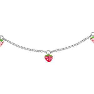 YO&NO - Ketting - Zilver - Gourmet - Aardbei - 1,9mm - 38cm - Kinderen - Gerhodineerd - Zilver 925