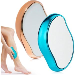 Pijnloze epilator met kristal voor dames en heren - herbruikbaar nano-epilator - ontharingsgereedschap voor benen armen en rug - blauw + goud - 2 stuks .