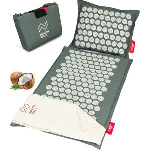 Northwall Spijkermat met Kussen & Draagtas - Acupressuur mat met Spijkerkussen - Spijkerbed - Acupunctuur - Meditatie - Shakti Massage - Grijs
