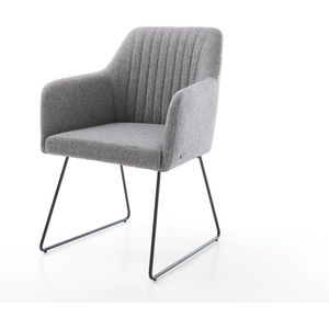 Gestoffeerde-stoel Greg-Flex slipframe zwart structuurstof lichtgrijs pocketveer kern
