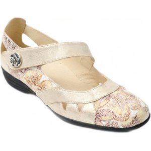 Brede leren ballerina's met klittenbandsluiting