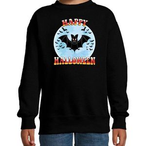 Halloween Happy Halloween vleermuis verkleed sweater zwart voor kinderen - horror vleermuis trui / kleding / kostuum 98/104