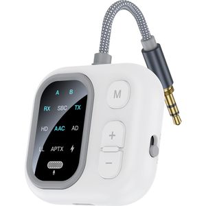 Bluetooth 5.3-adapter 2-in-1 vliegtuigtransceiver, compatibel met 2 AirPods of draadloze hoofdtelefoons