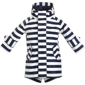 BMS Kinder Regenjacke HafenCity Coat Kids Pu/Lining Marine/Weiß Blockstreifen-152