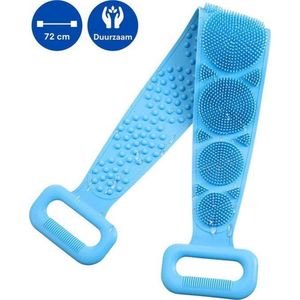 Ergonomische - Rug scrubber – Dubbelzijdig Design - Doucheborstel – Lichaamsborstel – Massageborstel - Loofah – Rugborstel - Extra Lang – 72 cm – Zachte Borstels – Oneindig Herbruikbaar – Spons – Blauw