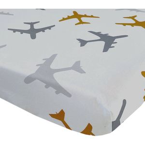 BINK Bedding Hoeslaken Planes Oker Ledikant 60 x 120 cm