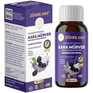 Zühre Ana® Biologische Zwarte Vlier (Sambucus Nigra) Siroop – 150 ml | GMP, ISO 22000 & ISO 9001 Gecertificeerd | EU Biologisch