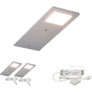 Lemilux Ava Keukenverlichting Onderbouw LED Set Van 2 - ‎Geborsteld aluminium - Met dimmer