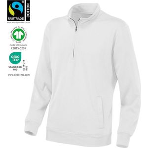 Cottover SWEATER HALF ZIP UNISEX - GOTS GECERTIFICEERD 141012 - Wit - L