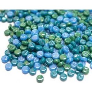 Darling Dotz Blauw/Groen Rond 8mm Glas Mozaiek Steentjes 250 gram